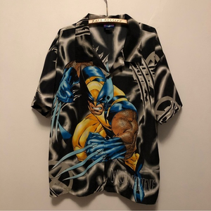 Y2K‎ Vintage Wolverine Marvel Shirt All Over Print Size Large 2002 X-MEN